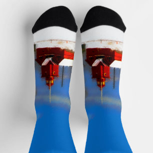 Big Red Lighthouse Malerei - Originelle Kunst Socken