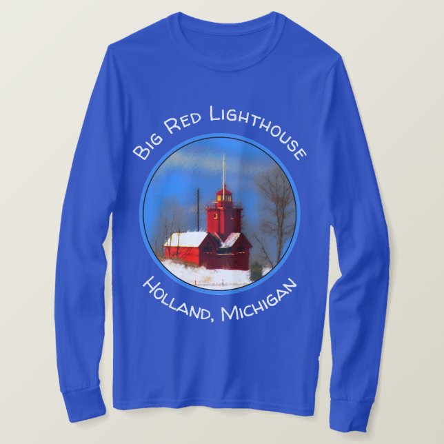 Big Red Lighthouse Malerei - Originelle Kunst T-Shirt (Design vorne)