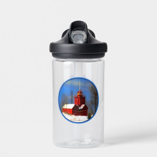 Big Red Lighthouse Malerei - Originelle Kunst Trinkflasche (Vorne)