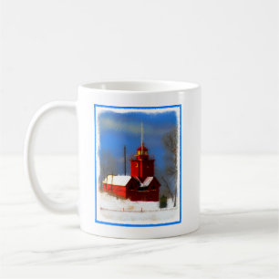 Big Red Lighthouse Painting - Original Art Kaffeetasse