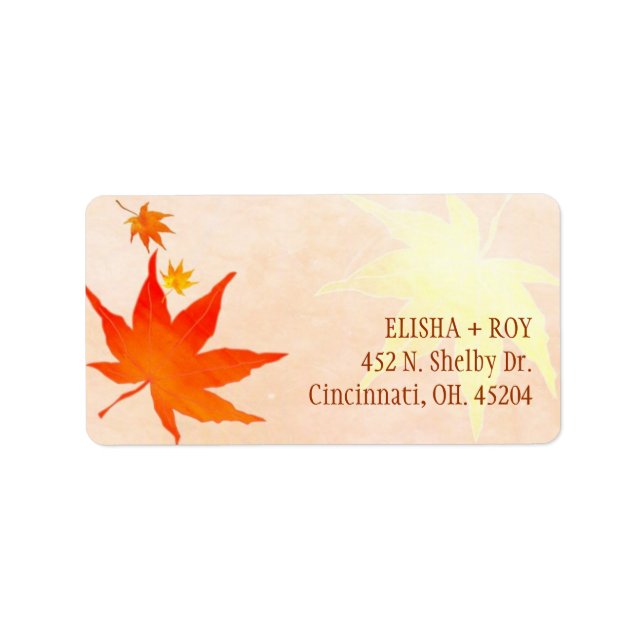Big Red Maple Leaf Wedding Address Adressaufkleber (Vorne)