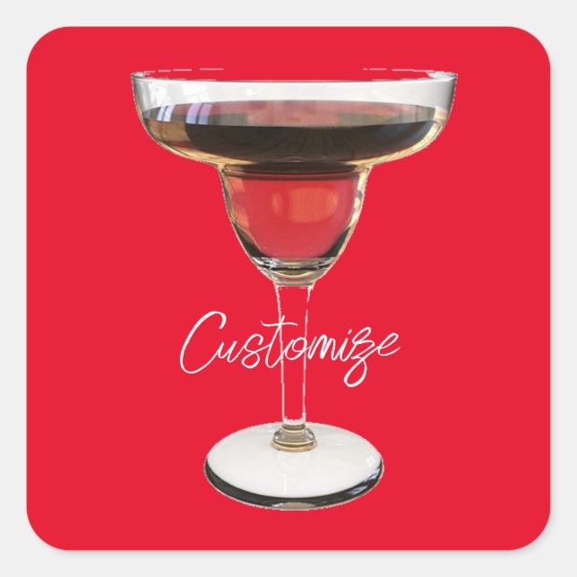 Big Red Margarita Cocktail Drink Thunder_Cove Quadratischer Aufkleber (Vorderseite)