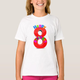 Big Red Number 8 mit Typografie Geburtstags-T - Sh T-Shirt