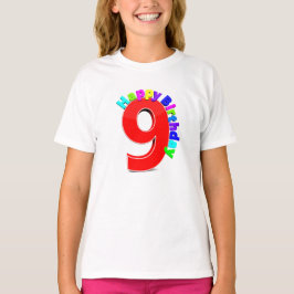 Big Red Number 9 mit Typografie Geburtstags-T - Sh T-Shirt