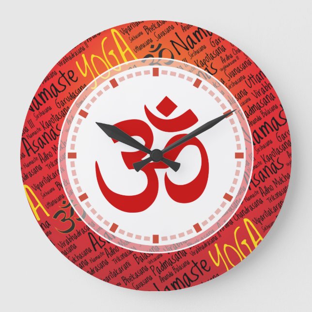 Big Red Om - Vergessen Sie, wann es Yoga ist Große Wanduhr (Vorderseite)