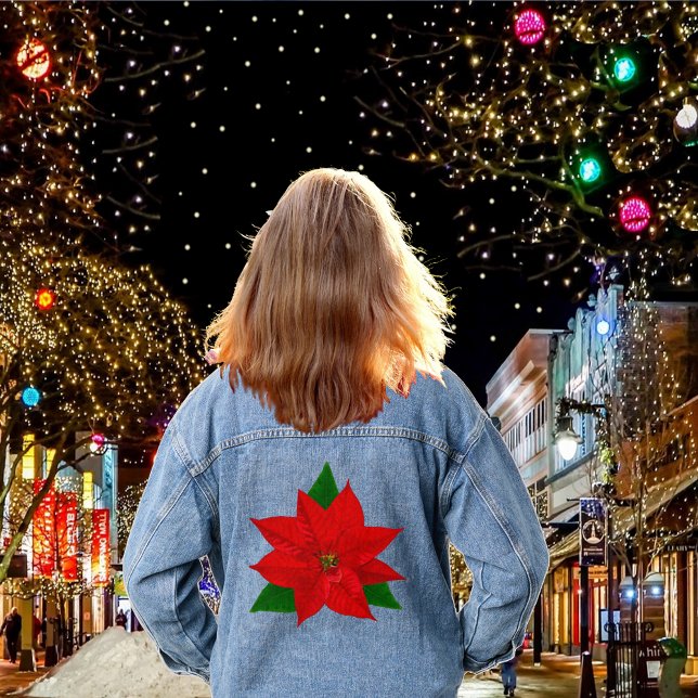 Big Red Poinsettia Blume Jeansjacke (Von Creator hochgeladen)