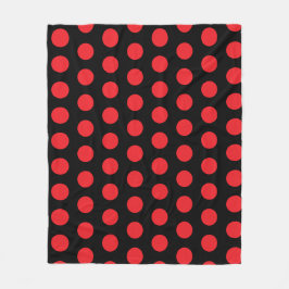 Big Red Polka Dots auf schwarzem Handtuch Fleecedecke