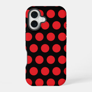 Big Red Polka Dots auf schwarzem Handtuch iPhone 16 Hülle