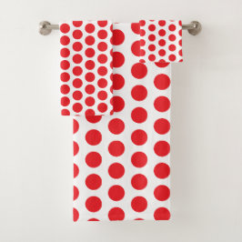Big Red Polka Dots Handtuch Badhandtuch Set
