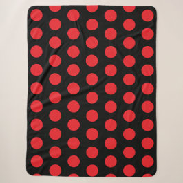 Big Red Polka Punkte auf schwarz Sherpadecke