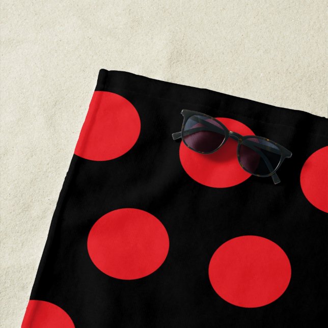 Big Red Polka Punkte auf schwarz Strandtuch (Beispiel)