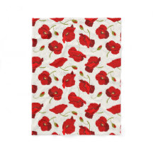 Big Red Poppies Fleece Blanket