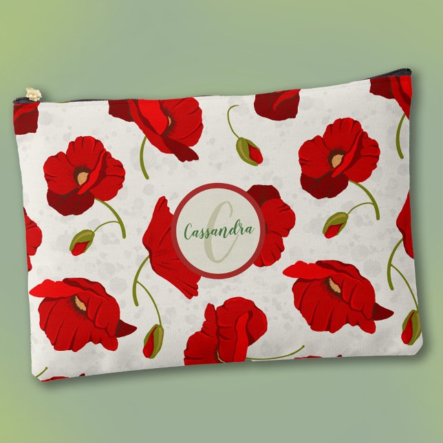 Big, Red Poppies, mit Monogramm Zubehörtasche (Von Creator hochgeladen)