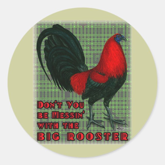 Big Red Rooster Runder Aufkleber (Vorderseite)