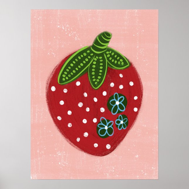 Big Red Strawberry Poster Wall Art (Devant)