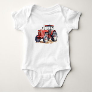 Big Red Traktor, Boy and Girl Baby Gift Strampler