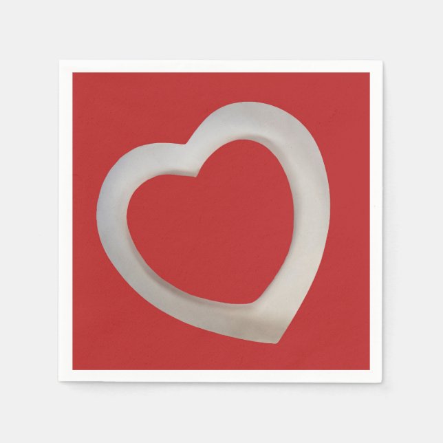 Big Red Valentine minimalistisches 3D-Herz Serviette (Vorderseite)