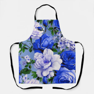 Big Retro Blue Rose Blume Schürze