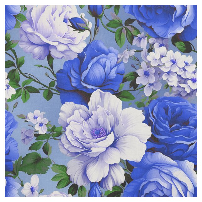 Big Retro Blue Rose Blume Stoff (Muster)