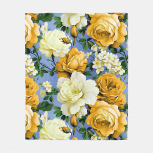 Big Retro Gelbe Rose Blume Fleecedecke