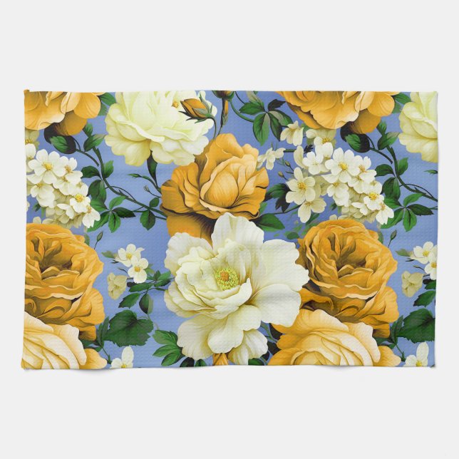 Big Retro Gelbe Rose Blume Geschirrtuch (Horizontal)