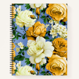 Big Retro Gelbe Rose Blume Notizbuch