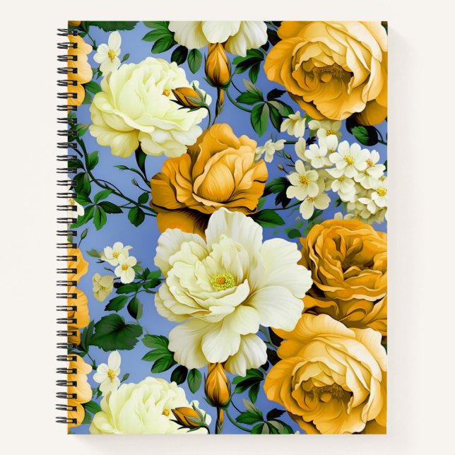 Big Retro Gelbe Rose Blume Notizbuch (Vorderseite)