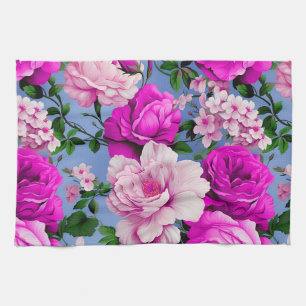 Big Retro Lila Rose Blume Geschirrtuch