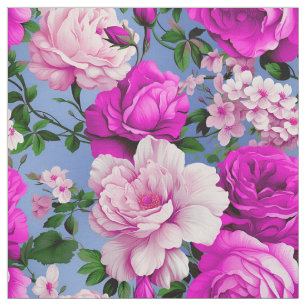 Big Retro Lila Rose Blume Textil Stoff