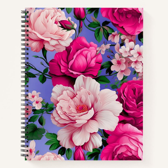 Big Retro Rosa Blume Notizbuch (Vorderseite)