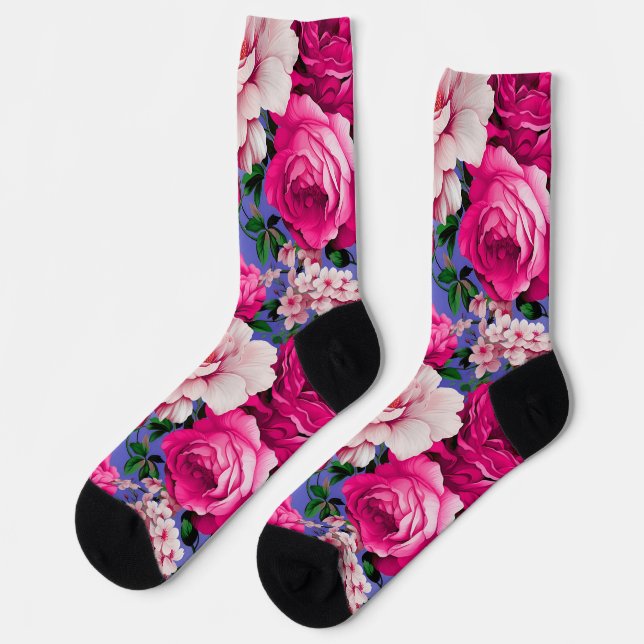 Big Retro Rosa Blume Socken (Linkes Detail)