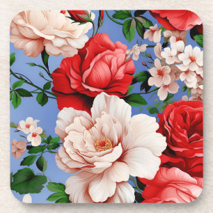 Big Retro Rote Rose Blume Getränkeuntersetzer