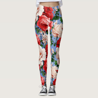 Big Retro-Rote Rose-Blume Leggings