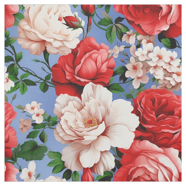 Big Retro Rote Rose Blume Stoff (Muster)