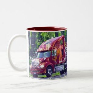 Big Rig Red Cargo Truck für Kinder und Lkw Zweifarbige Tasse