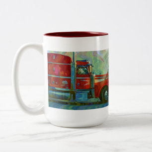Big Rig Red Cargo Truck für Kinder und Lkw Zweifarbige Tasse