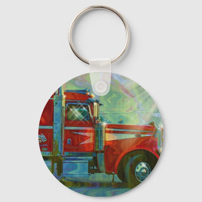 BIG RIG RED FRAIGHT TRUCK Art Schlüsselanhänger (Vorderseite)