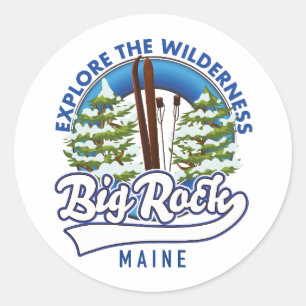 Big Rock Maine Skireise-Log Fotoabzug Runder Aufkleber