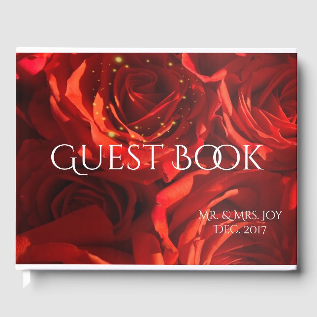 Big Romantische Rote Rosen - Kundenbuch Gästebuch (Vorderseite)