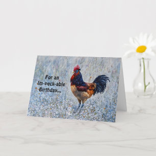 Big Rooster Farm Flowers Pun drôle Carte d'anniver