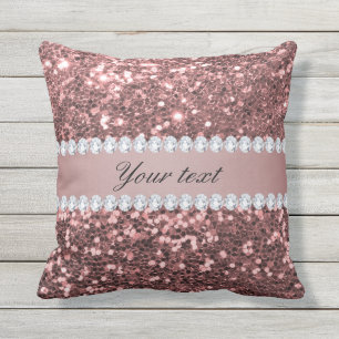 Big Rose Gold Imitats Glitzer und Diamanten Kissen