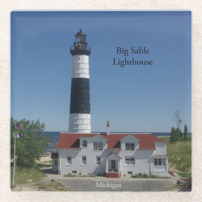 Big Sable Lighthouse Glashütte Untersetzer (Vorderseite)