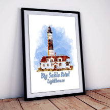 Big Sable Point Leuchtturm Aquarell - Michigan