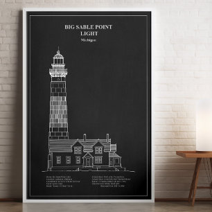 Big Sable Point Leuchtturm - Michigan – PD Poster