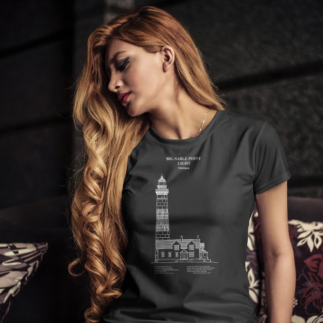 Big Sable Point Lighthouse - Michigan - AD T-Shirt (Big Sable Point Lighthouse - Michigan – AD. Women Basic Black T-Shirt)