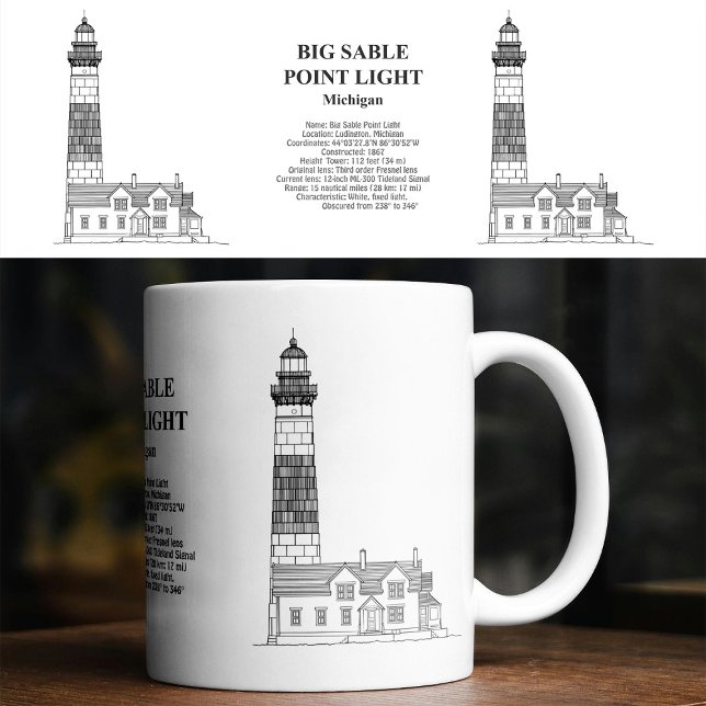 Big Sable Point Lighthouse - Michigan - BD Kaffeetasse (Big Sable Point Lighthouse - Michigan - BD. Coffee Mug)