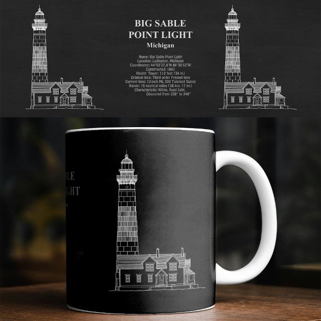 Big Sable Point Lighthouse - Michigan - PD Kaffeetasse (Big Sable Point Lighthouse - Michigan – PD. Coffee Mug)