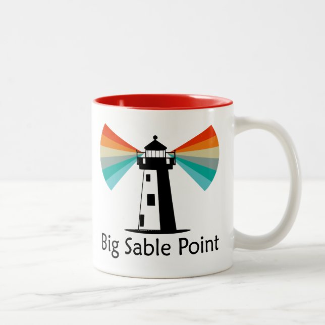 Big Sable Point Lighthouse Regenbogen Zweifarbige Tasse (Rechts)