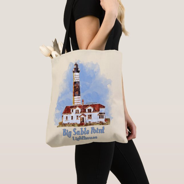 Big Sable Point Lighthouse Watercolor - Michigan Tasche (Von Nahem)