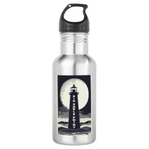 Big Sable Point Michigan Lighthouse Moon Edelstahlflasche